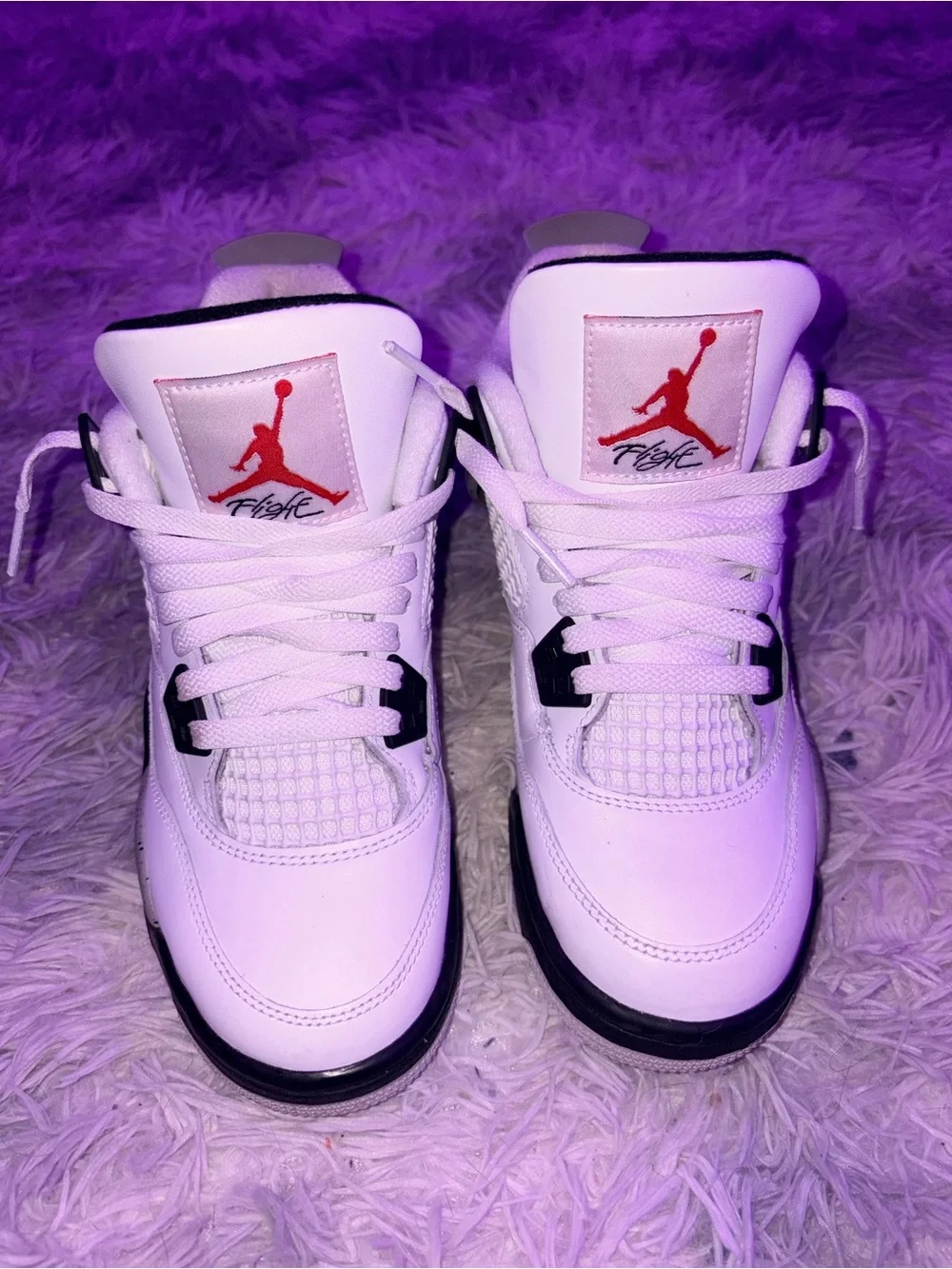 Jordan White Sneakers with Red Logo and Black Accents